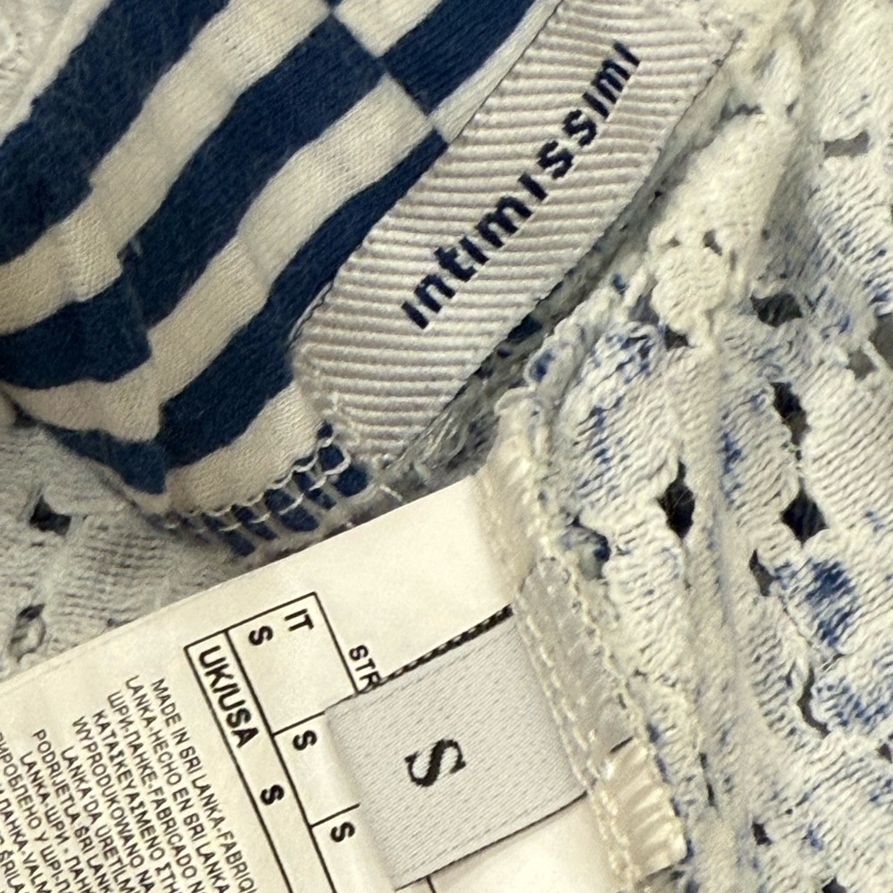 Intimissimi 100% Cotton Blue Lace and Floral and Striped PJ / Beach Shorts Small - Picture 3 of 7